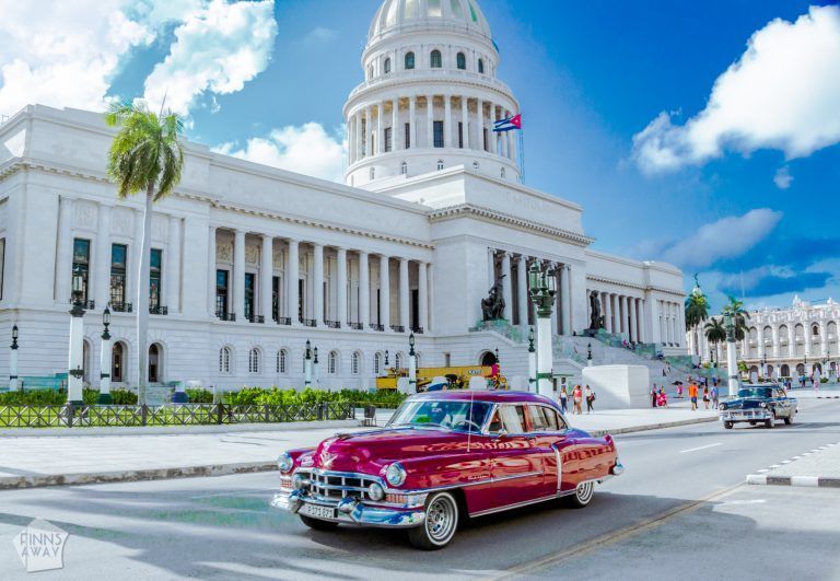 El Capitolio and classic American cars are symbols of Havana. | Pictures from Havana | FinnsAway Travel Blog