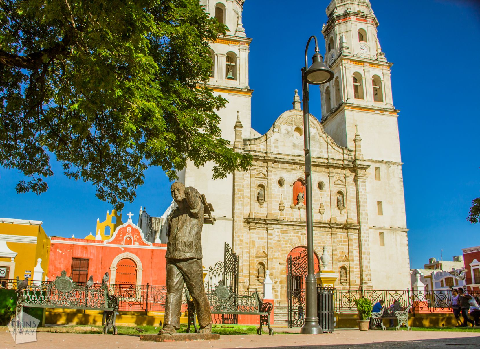 Campeche Cathedral in Independence Square| Campeche in Yucatan Peninsula, Mexico, is famous for a walled historical center with colonial architecture | FinnsAway Travel Blog
