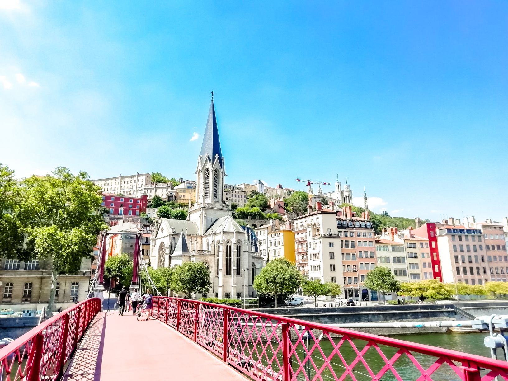 Saint George Church from Passerelle St Georges Bridge | Short travel guide to Lyon, France | FinnsAway Travel Blog