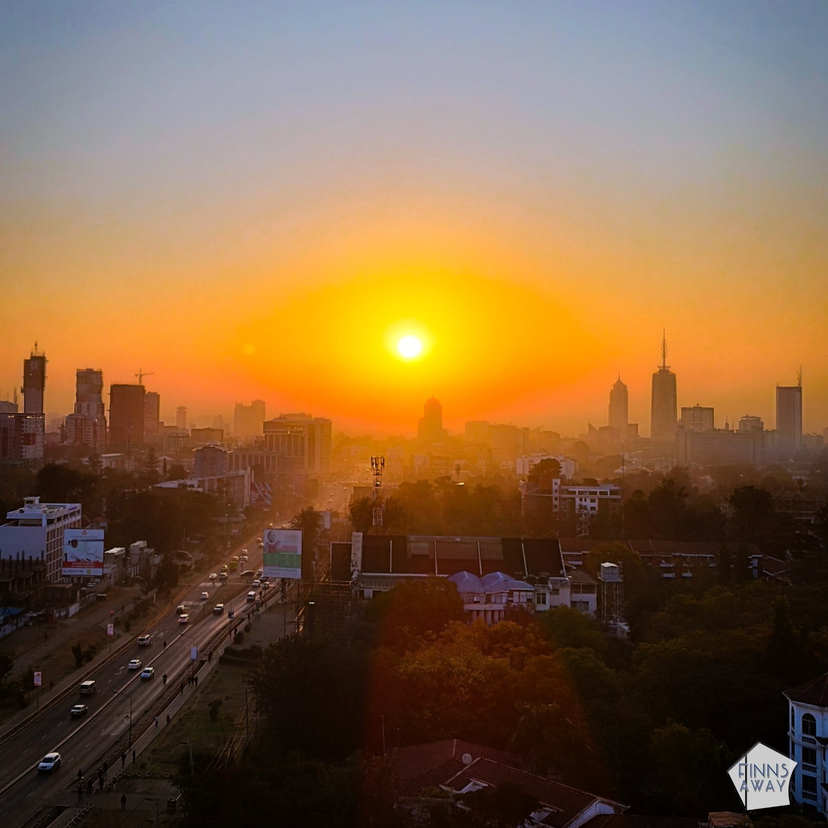Nairobi skyline in dawn | To East Africa via a stopover in Doha, Qatar | FinnsAway nomadic life