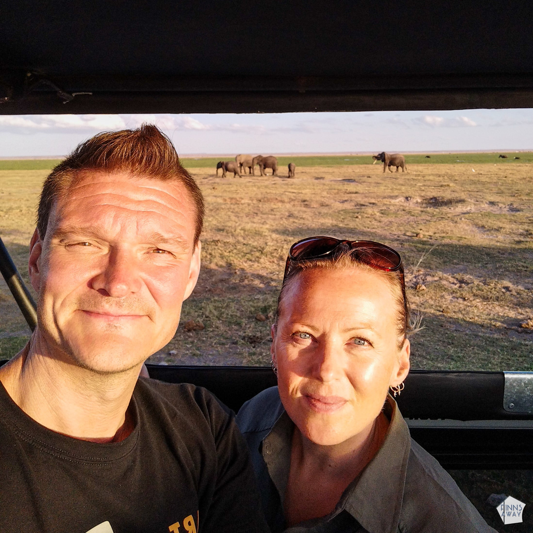 Happy nomads in a safari car | 2-day safari in Amboseli National Park, Kenya | FinnsAway