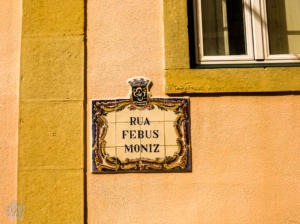 Street sign in historical center of Oeiras