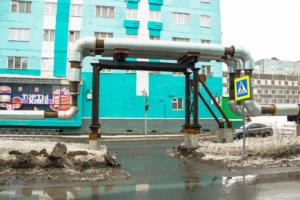 Pipelines are above the ground due to permafrost