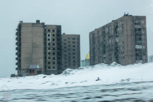 Abandoned houses by the road side near Norilsk